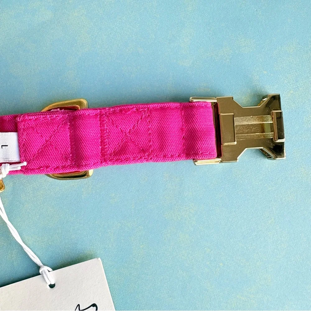 NEW The Foggy Dog Hot Pink Dog Collar Large Gold Hardware Spring Pet Gift NWT - Picture 8 of 12